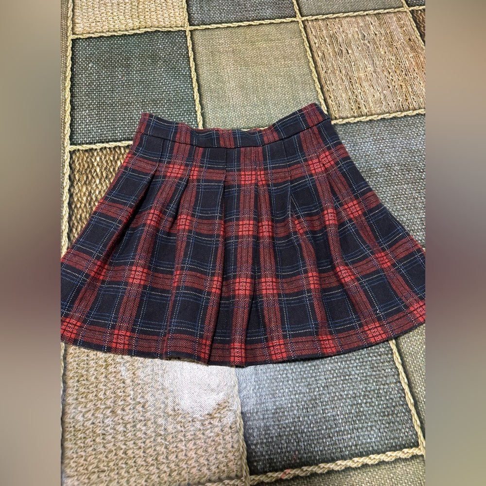 Zara Black and Red Checkered A-Line Skirt